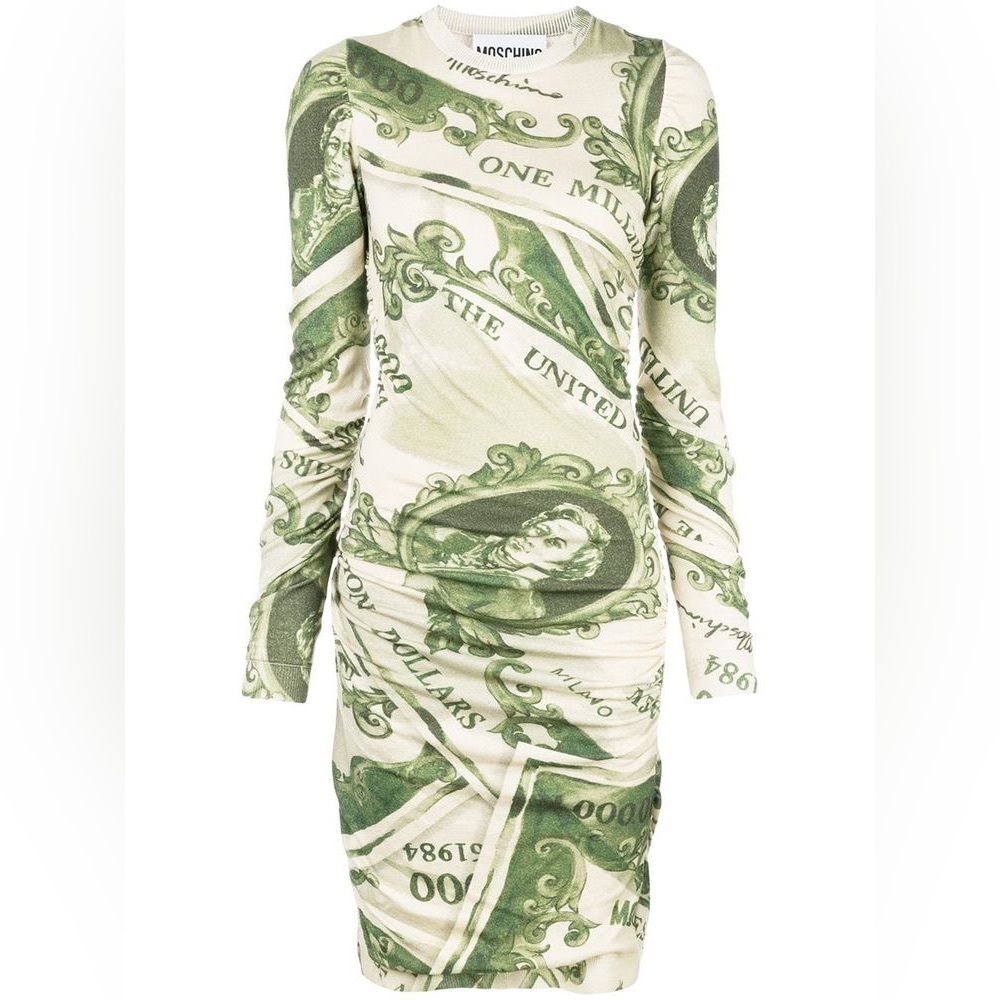 BNWT Moschino dollar bill woolen dress